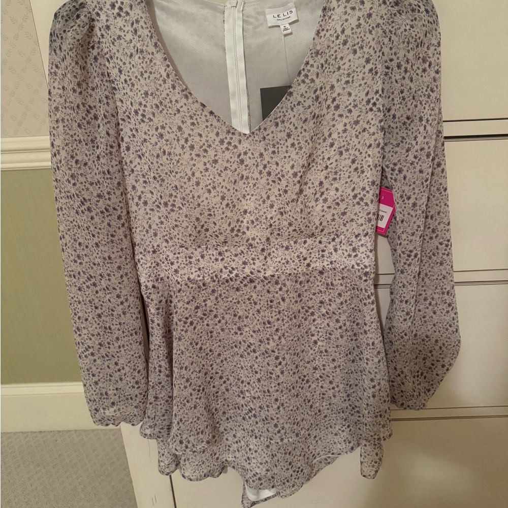 Women's Soft Purple and Cream Floral Romper